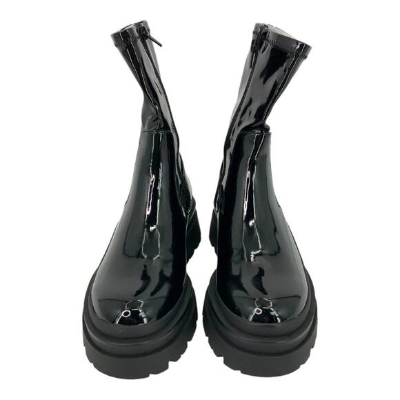 Aldo Big Shot Chunky Patent Sock Bootie Black Size 7.5 NWT $165 MSRP - Picture 3 of 9